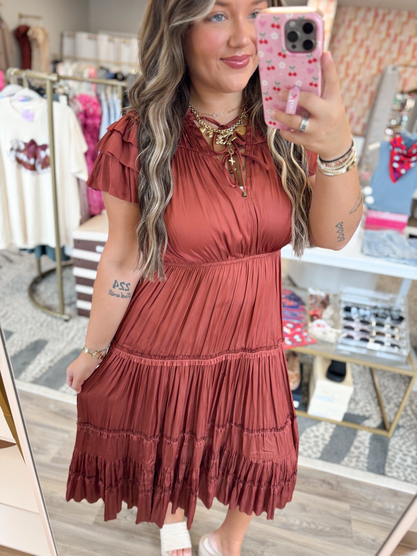 Elodie Dress- Rust