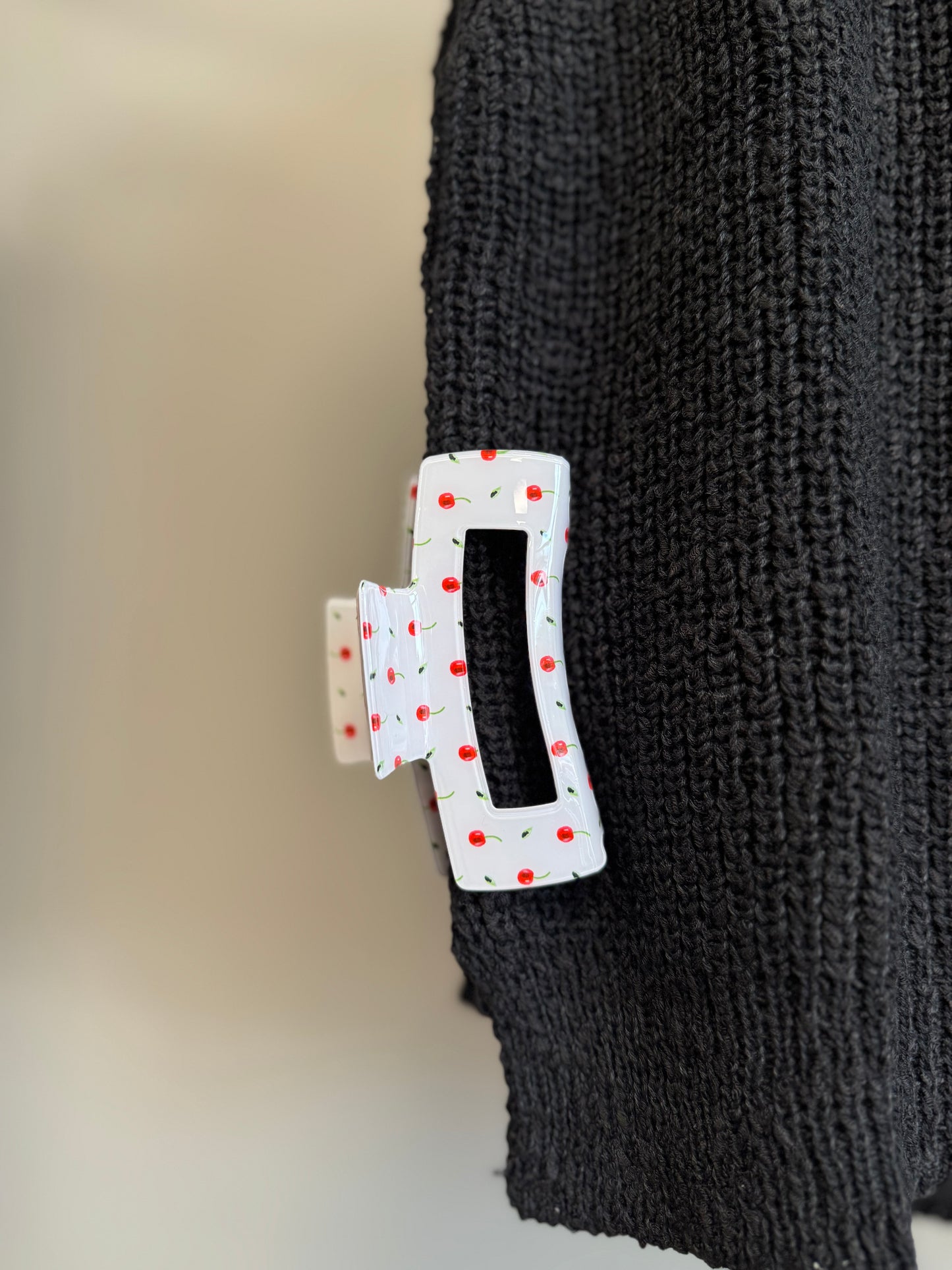 Big White Cherry Hair Clip