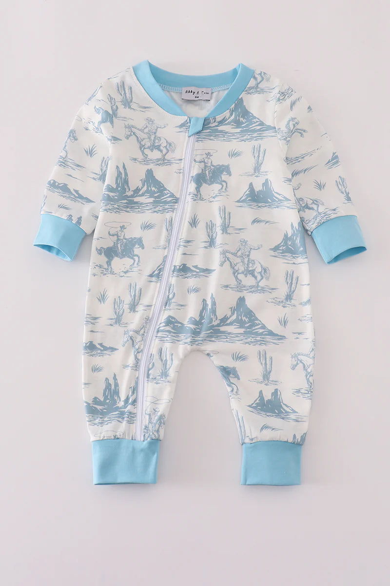 Blue Western Romper- Boy