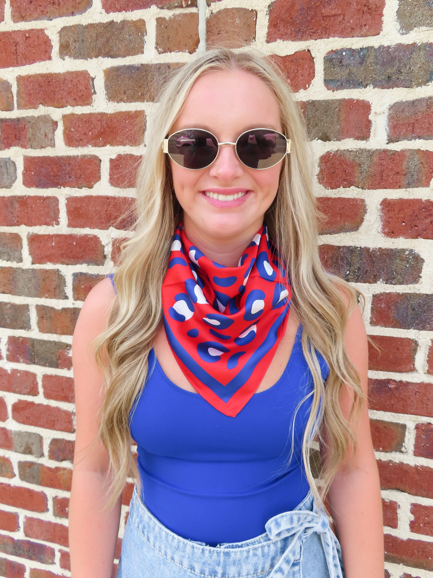Ole Miss Bandana- Red/Blue Cheetah