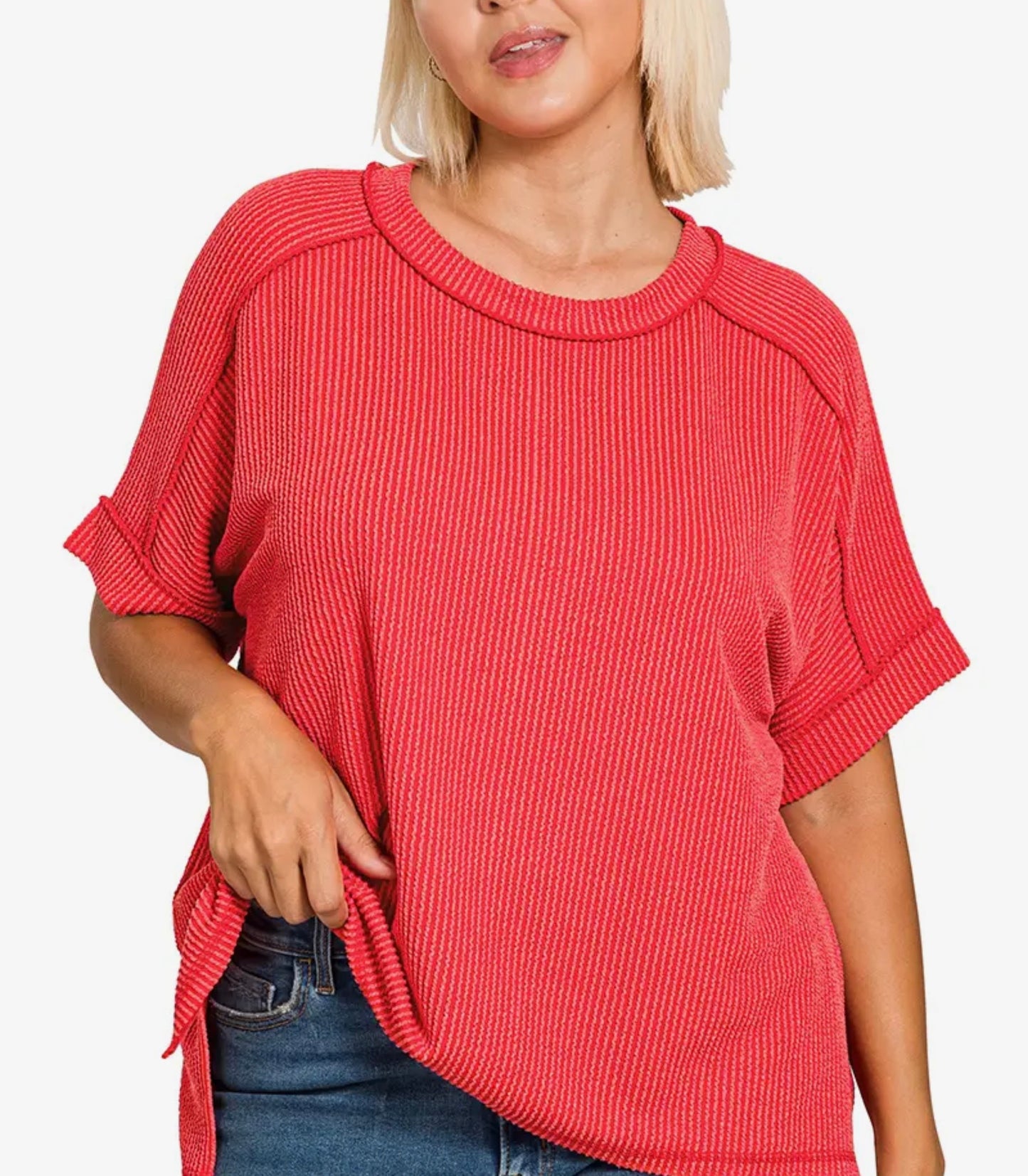 Crosby Top- Red (CURVY)