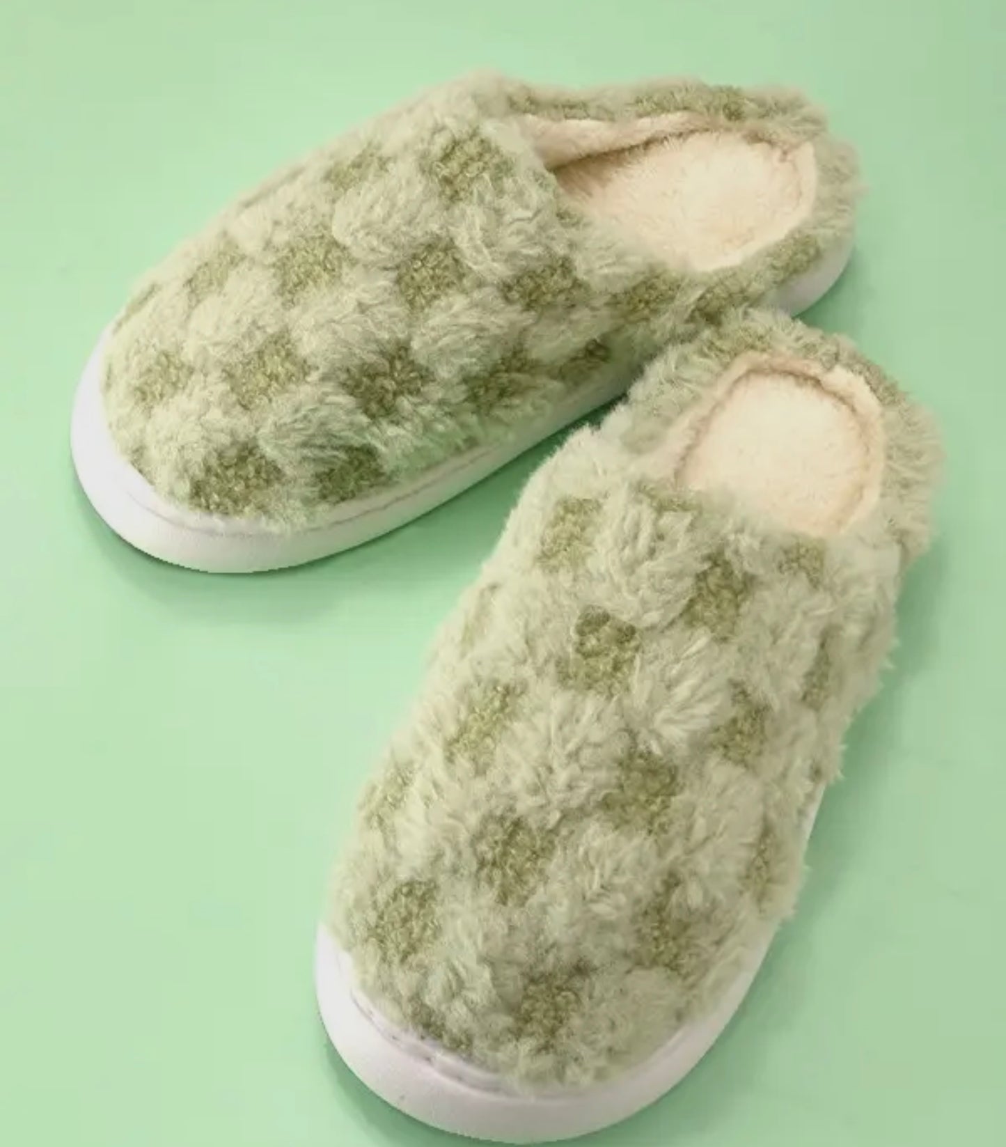 Green Checkered Slippers