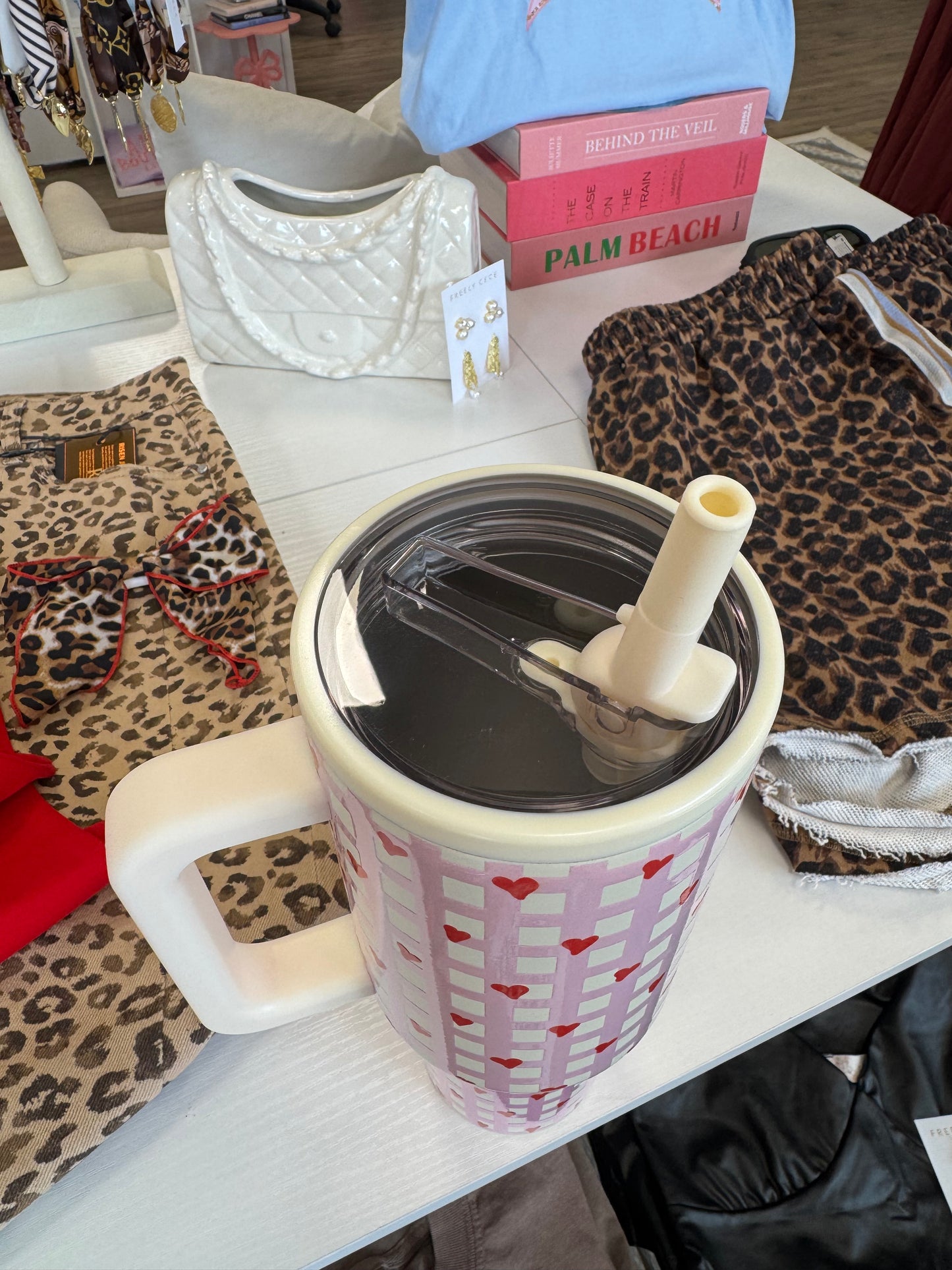 Heart Plaid/Cream Tumbler
