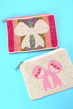 Bow Beaded Coin Pouch (2 Colors)