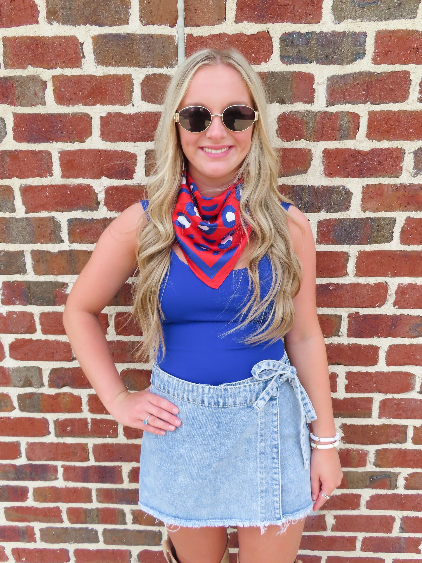 Ole Miss Bandana- Red/Blue Cheetah