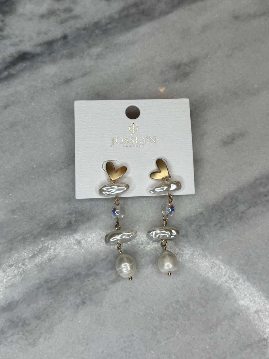Pearl Heart Drop Earrings
