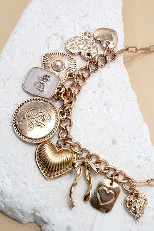 Bow Heart Charm Necklace
