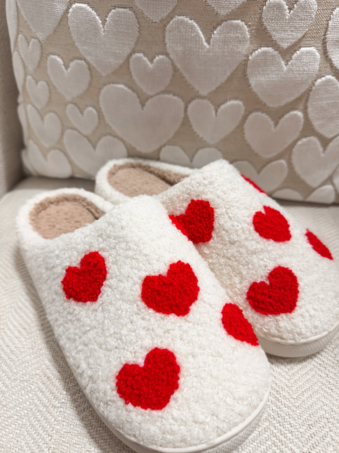 Multiple Heart Plush Slippers