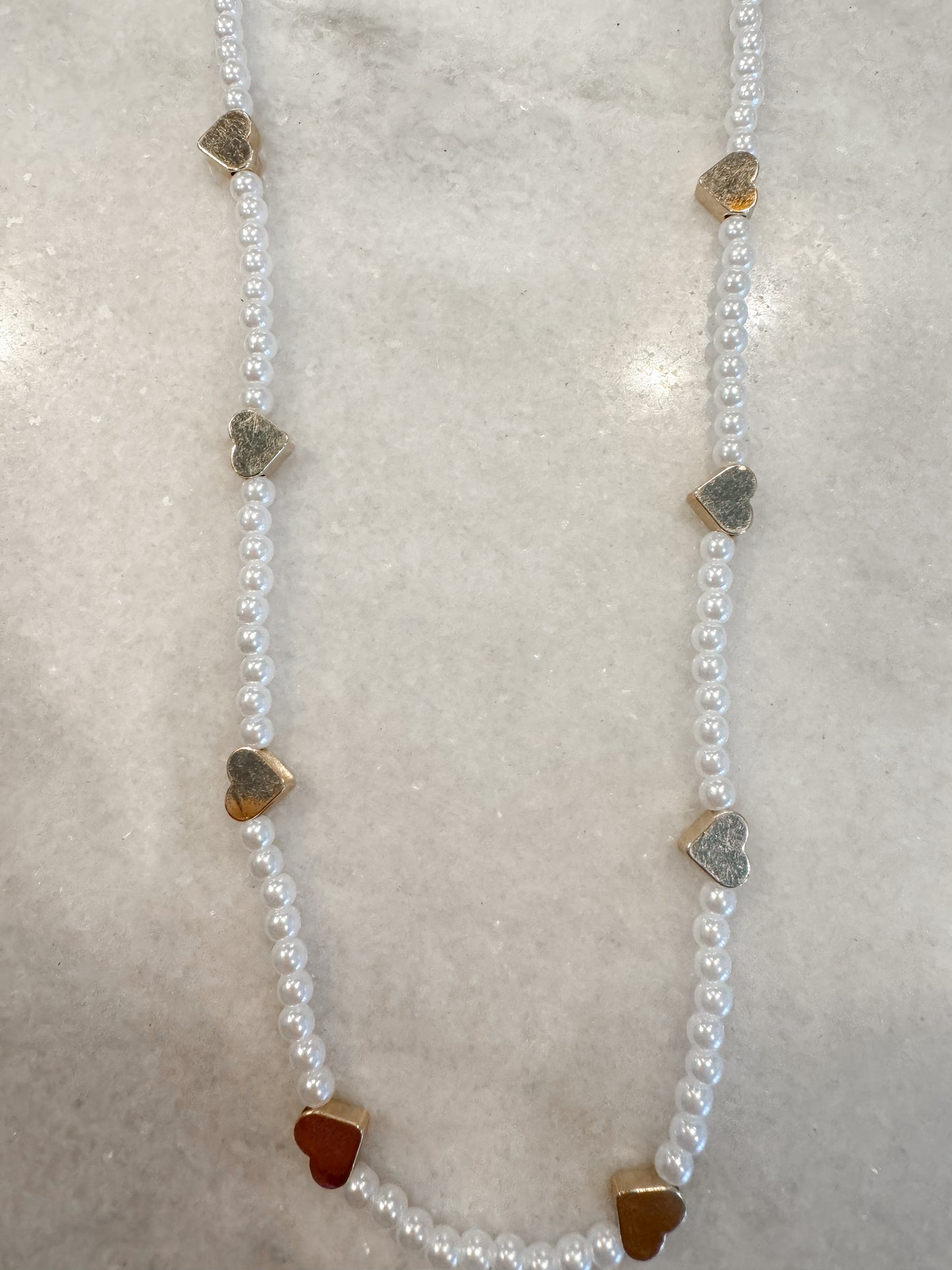 Pearl Gold Heart Necklace