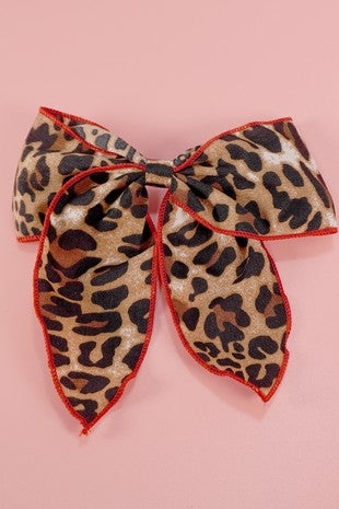 Leopard Bow Ribbon Hair Clip