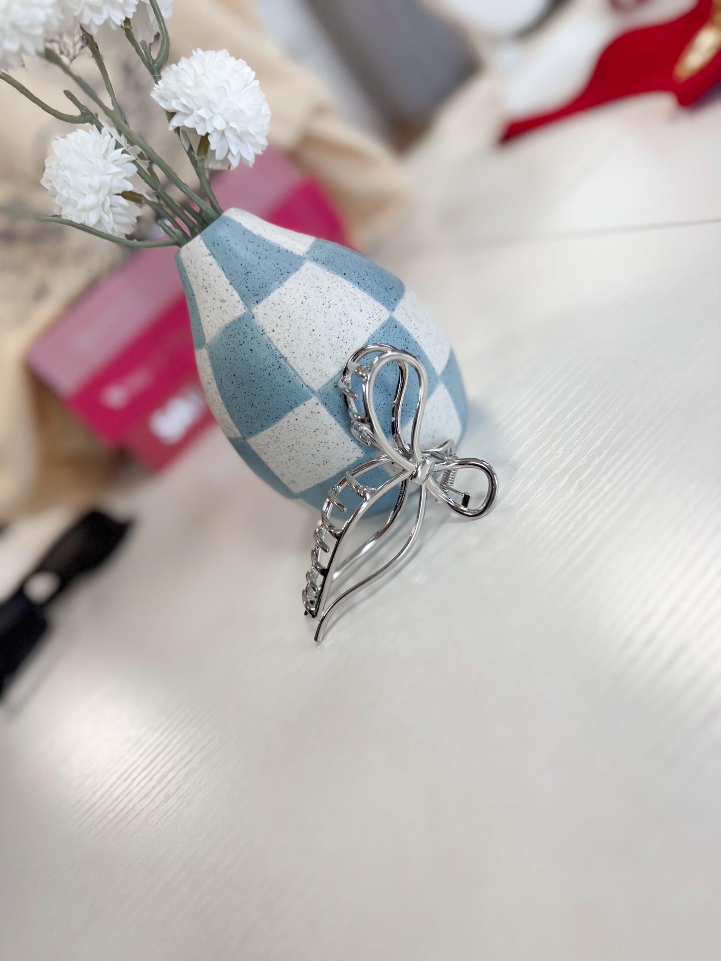 Silver Bow Hair Clip