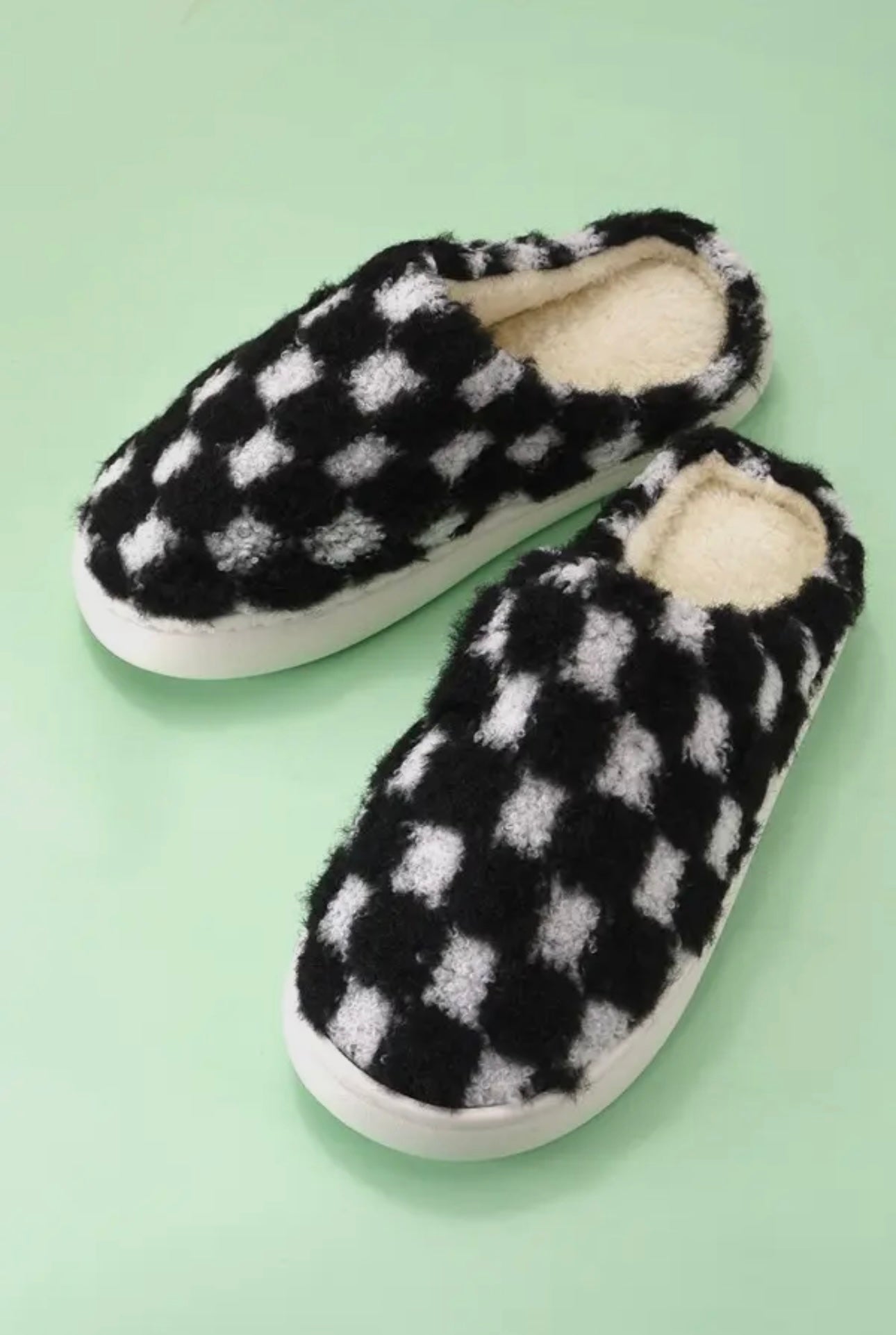Black Checkered Slippers