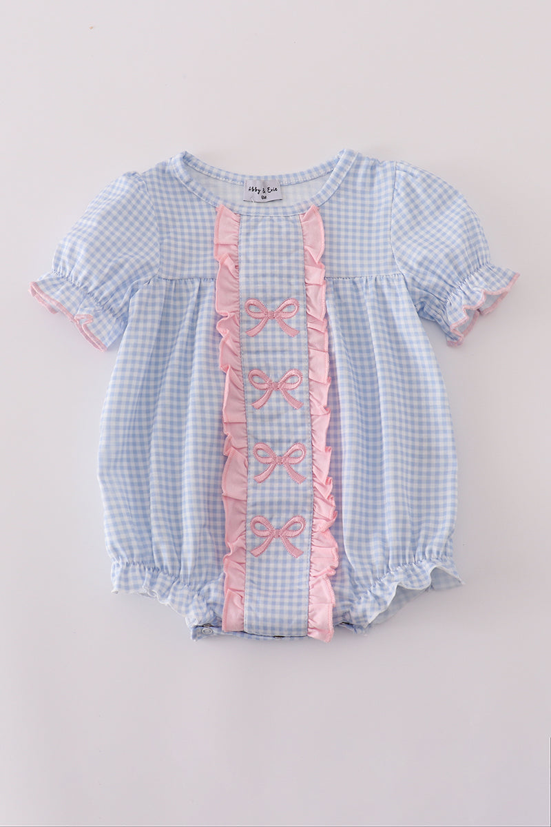 Blue Gingham Bow Bubble- Girl
