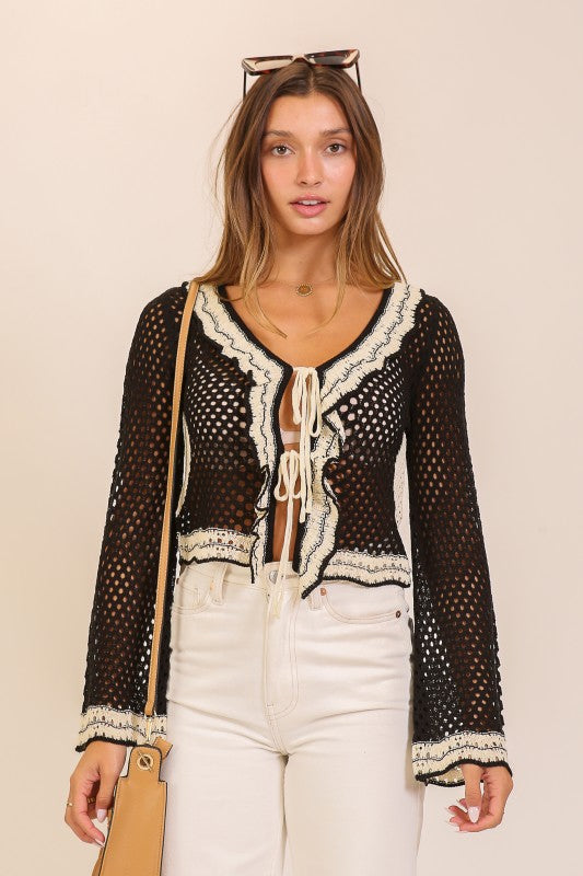 Tori Tie Cardigan- Black