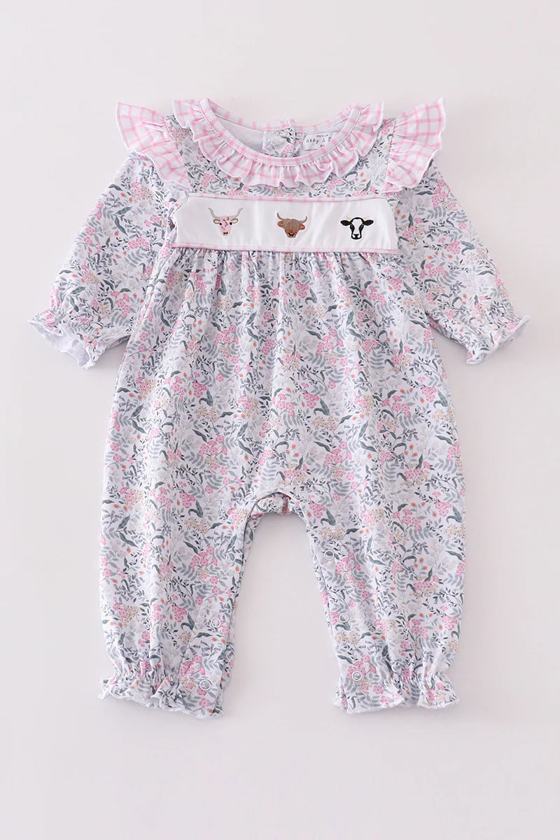 Floral Cow Romper