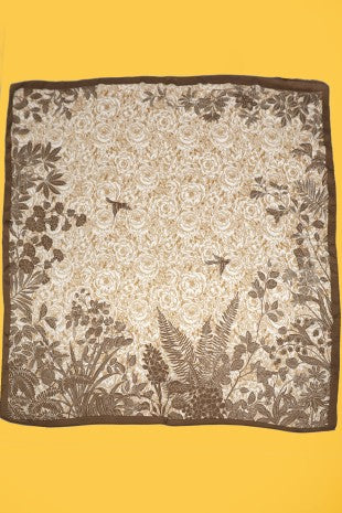 Brown Floral Bandana Scarf