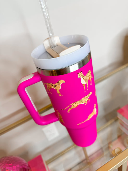 Hot Pink Cheetah 40 oz Tumbler