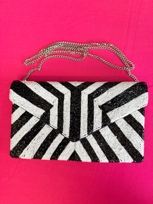 Black and White Beaded Purse