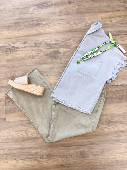 (CURVY) McCoy Jeans- Light Olive