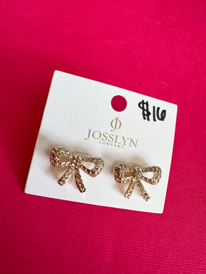 Mini Rhinestone Bow Earrings