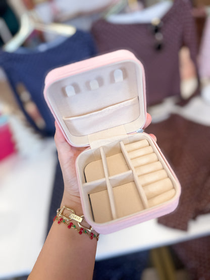 Pink Bow Checkered Jewelry Case