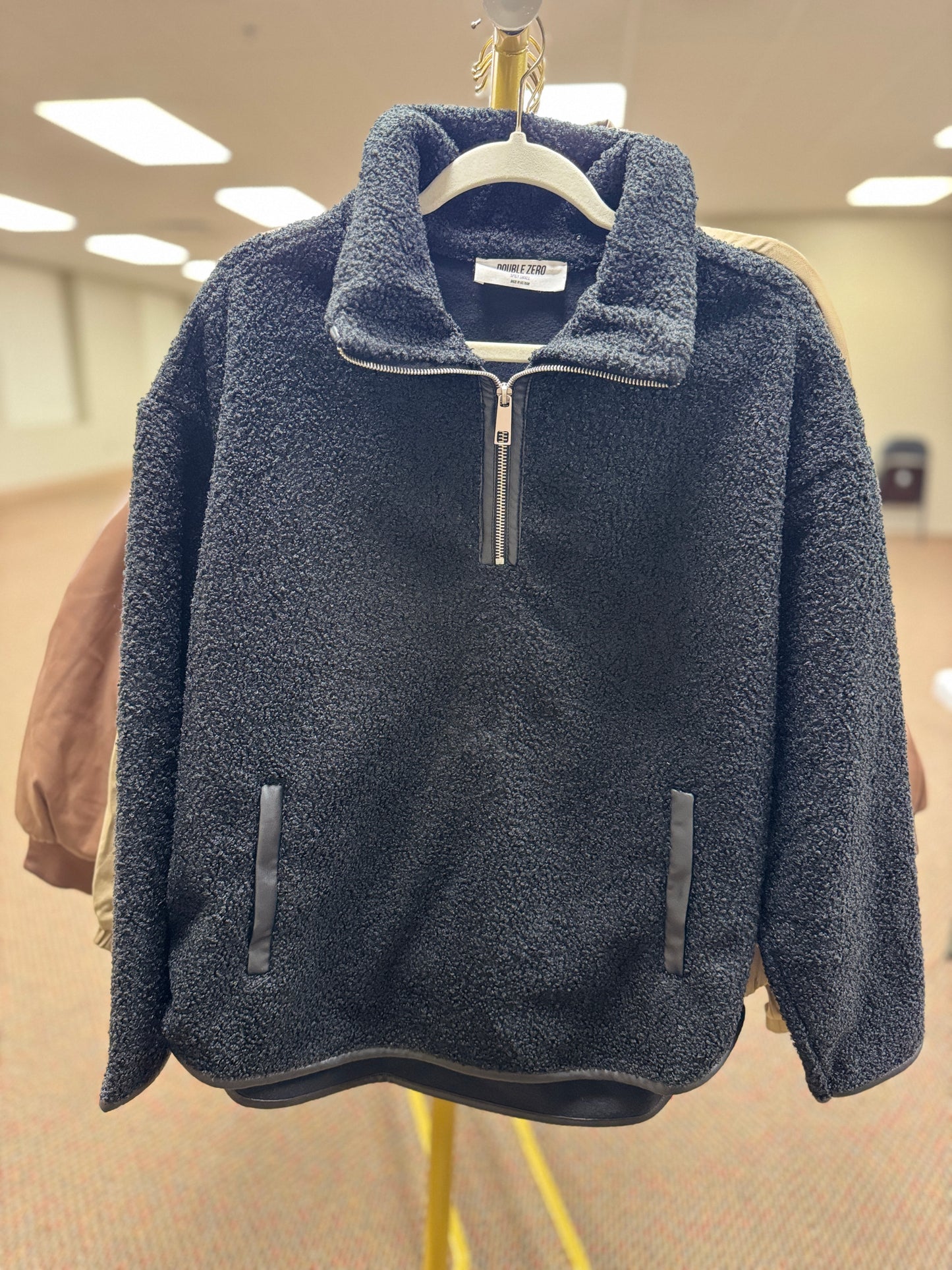 Leah Black Sherpa Quarter Zip