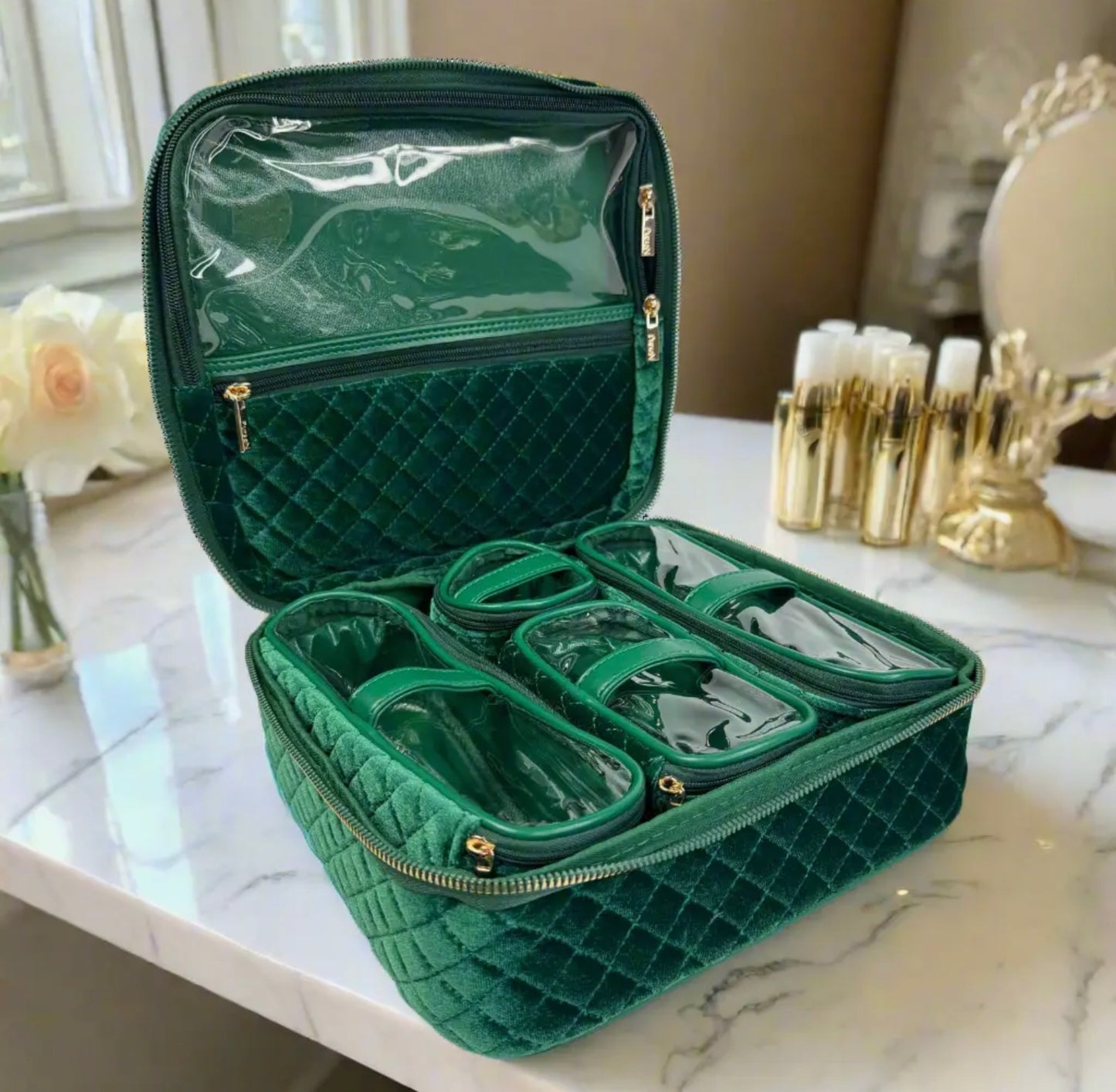 Mini Diva Makeup Case- Emerald Velvet