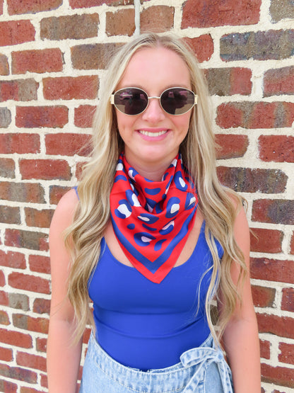 Ole Miss Bandana- Red/Blue Cheetah