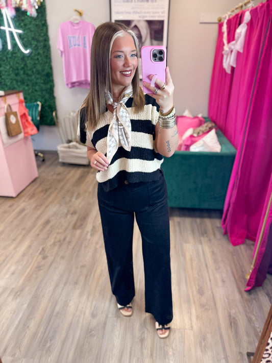 Clara Sweater- B/W Stripe