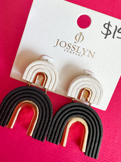 Double U Black Wood Earrings