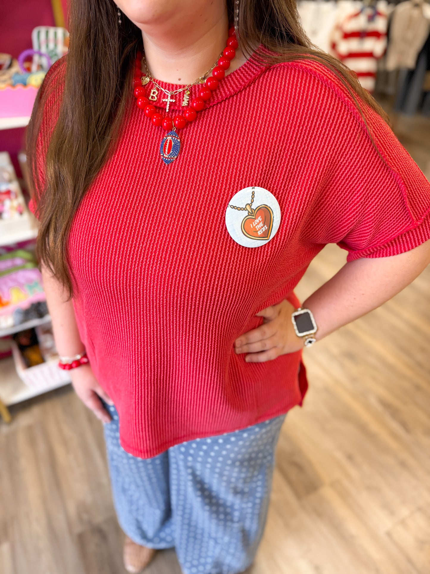 Crosby Top- Red (CURVY)