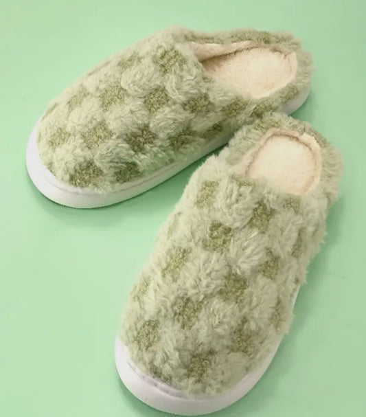 Green Checkered Slippers
