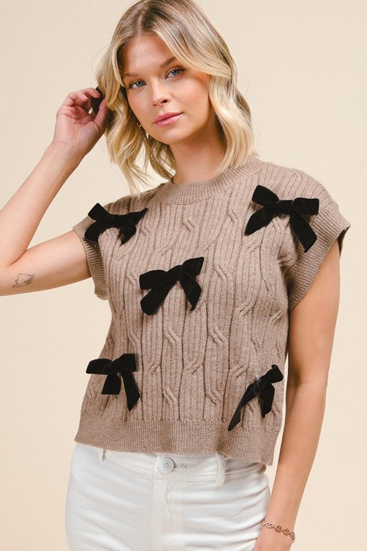 Bow Fancy Sweater- Mocha