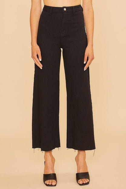 Wide Leg Cropped Flares- Black