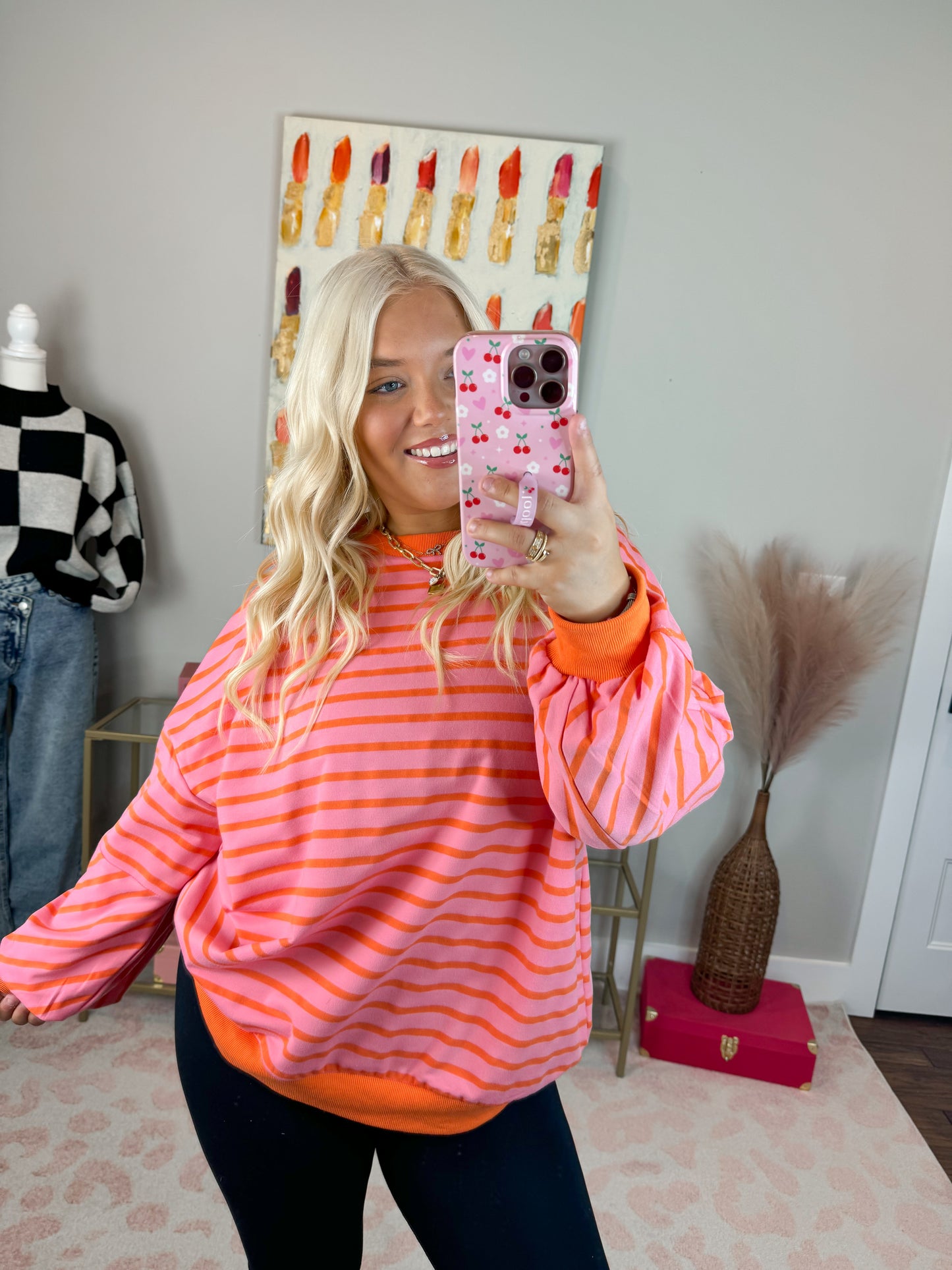 Bailey Top Long Sleeve- Pink/Orange