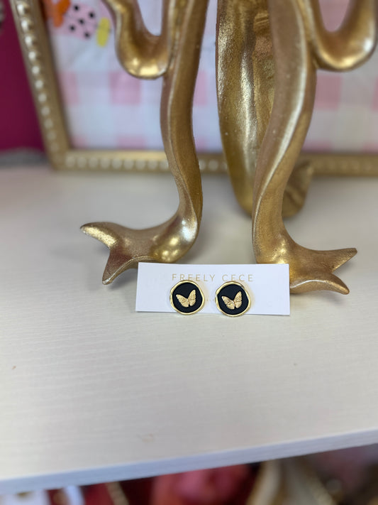 FC Black Butterfly Studs