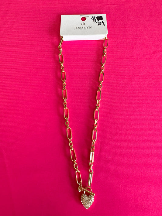 Rhinestone Heart Link Chain Necklace