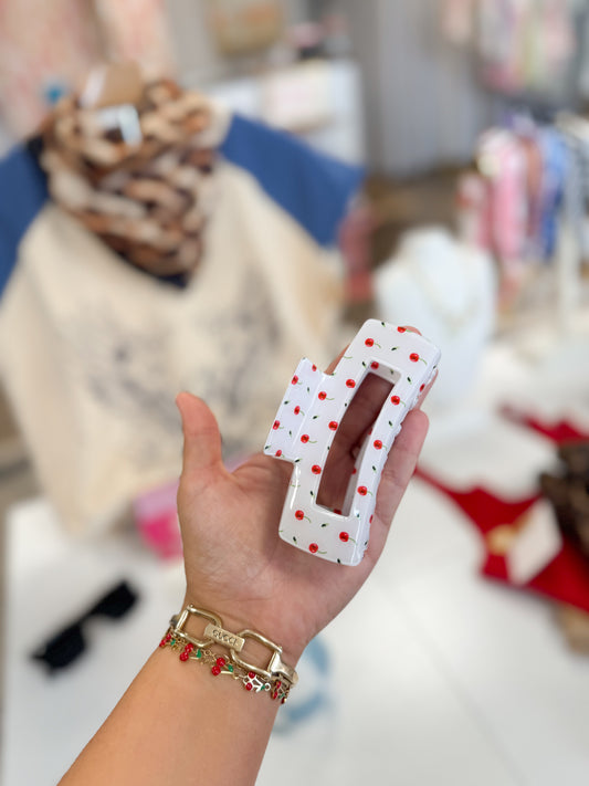 Big White Cherry Hair Clip