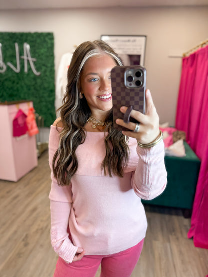 Emersyn Sweater Top- Pink