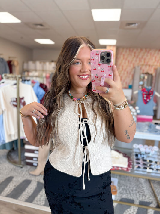 Aubrey Tie Top- Beige