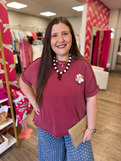 Crosby Top- Maroon (CURVY)