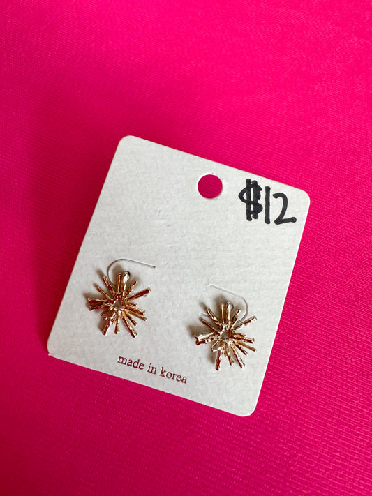 Small Sunburst Gold Earrings