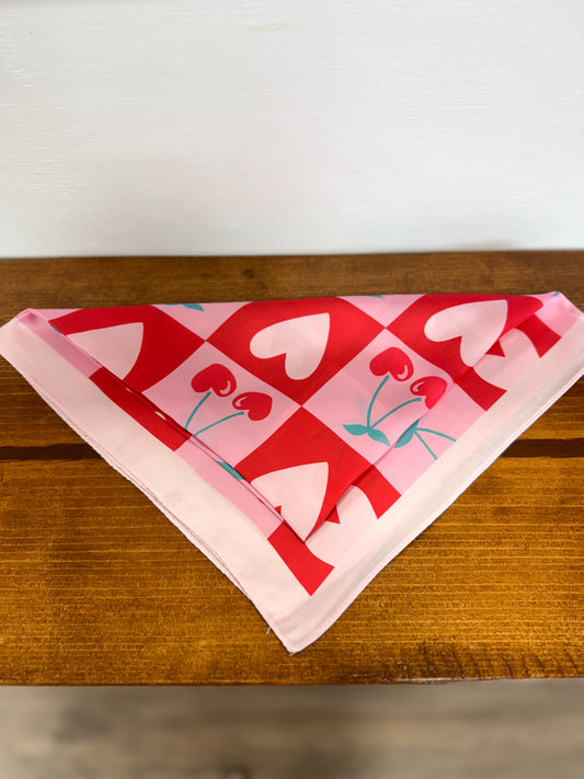 Cherry Checkered Bandana Scarf