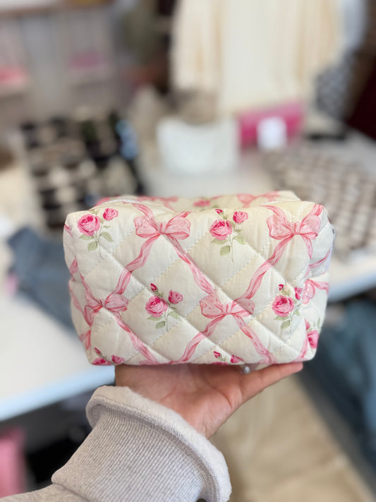 Bow Makeup Bag- Pink