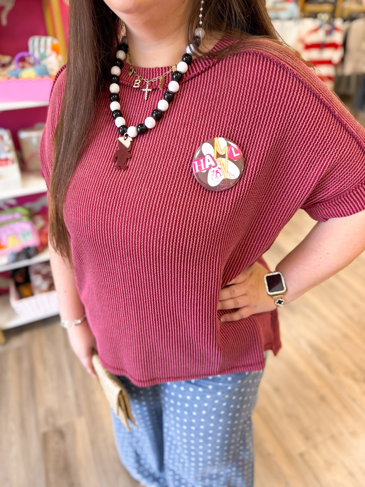 Crosby Top- Maroon (CURVY)