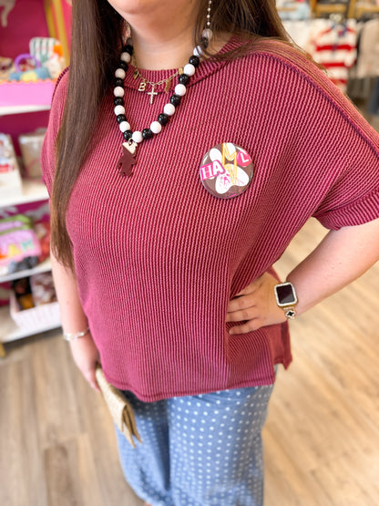Crosby Top- Maroon (CURVY)