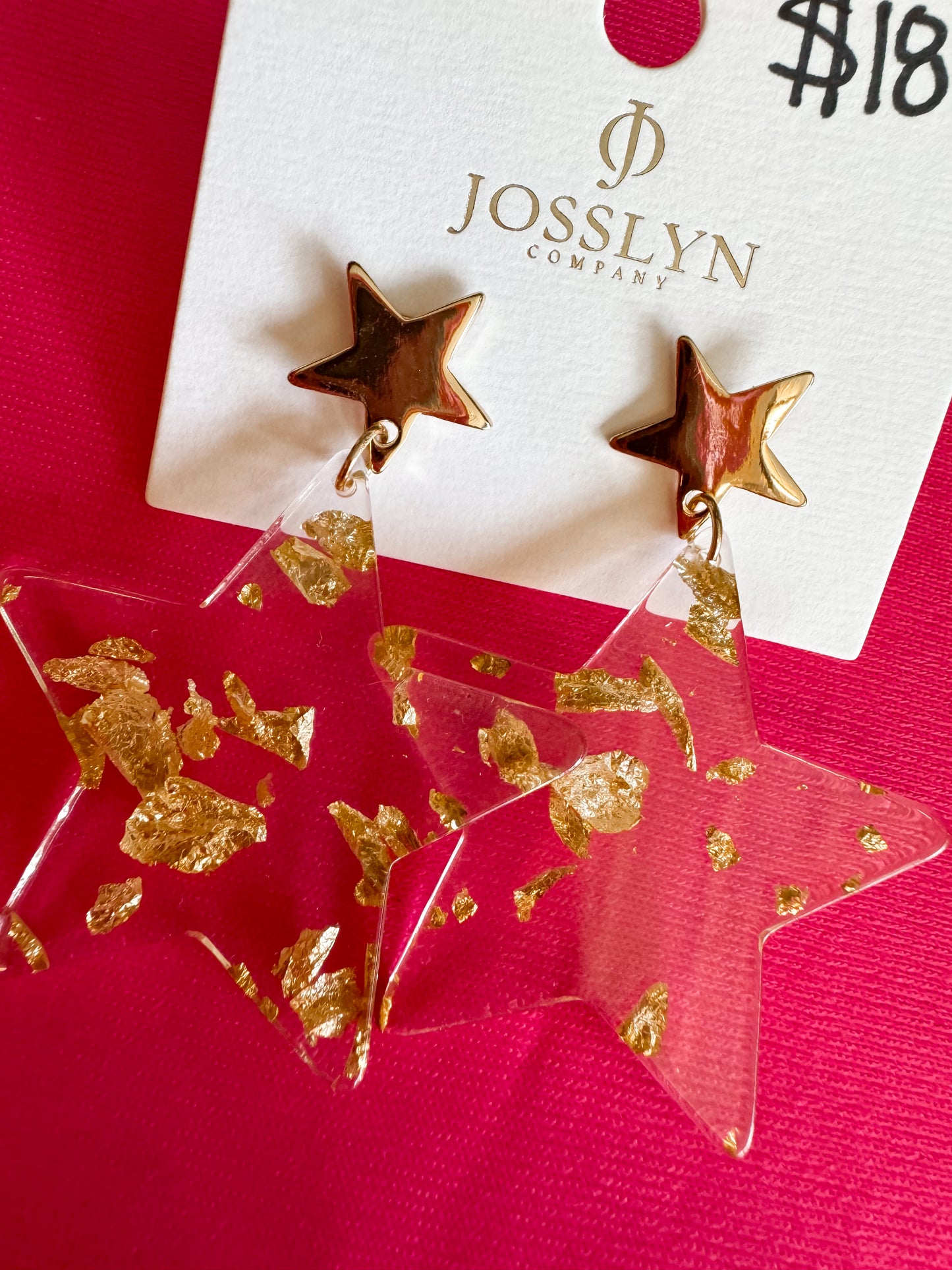 Acrylic Gold Star Earrings