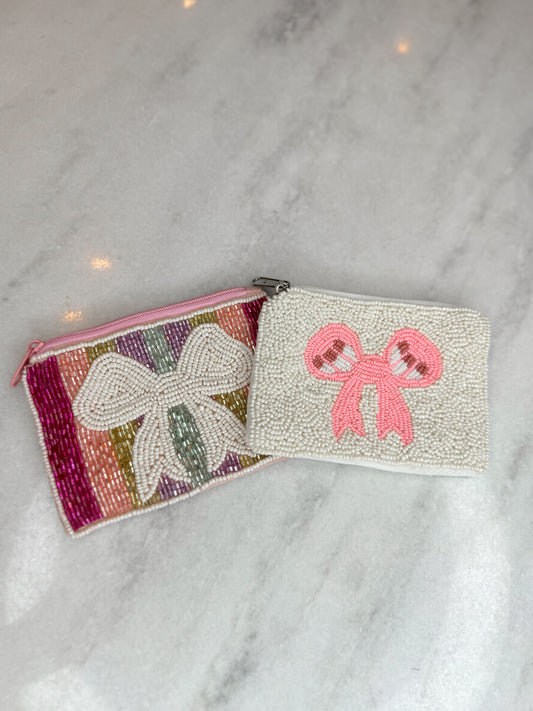 Bow Beaded Coin Pouch (2 Colors)