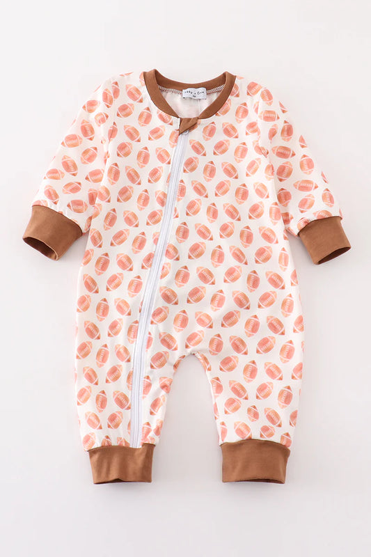 Brown Football Romper- Boy