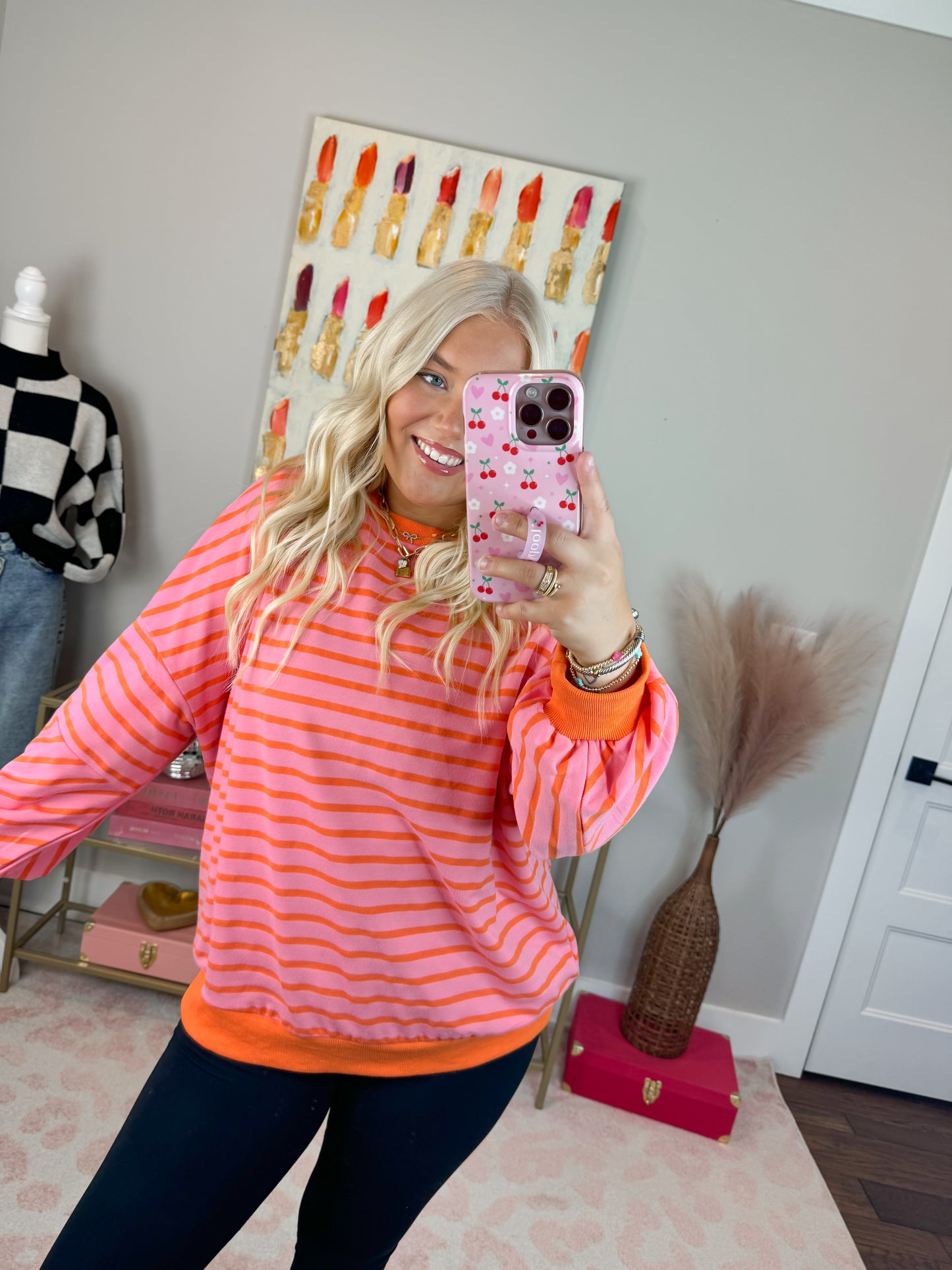 Bailey Top Long Sleeve- Pink/Orange